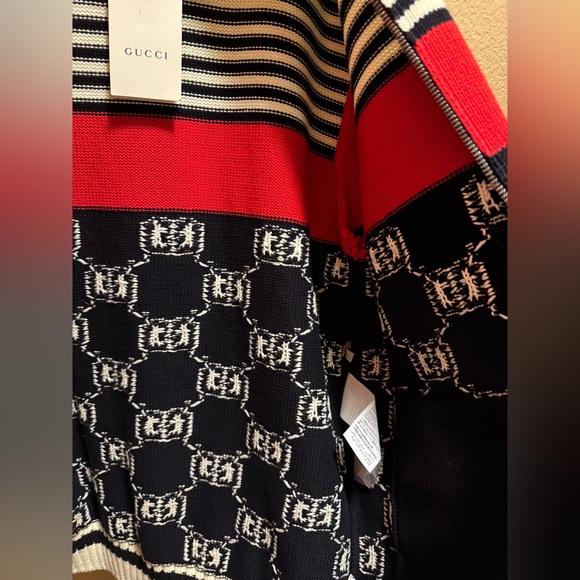 New Gucci GG Supreme Maxi Logo Full Zip Sweater Size L - Picture 8 of 12